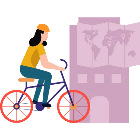 Mädchen auf Fahrrad unterwegs  Illustration