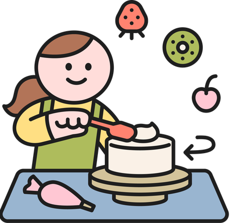 Mädchen macht Kuchen  Illustration