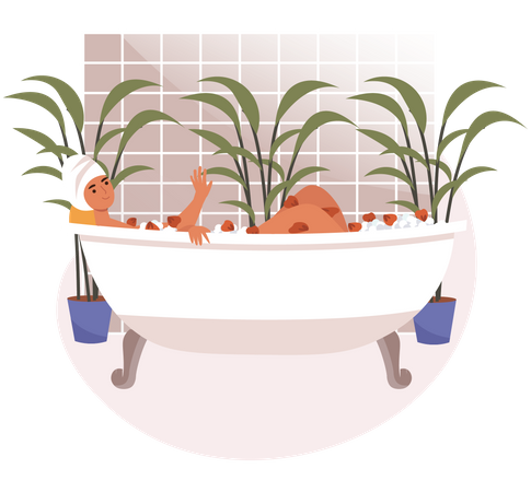 Mädchen beim Baden  Illustration