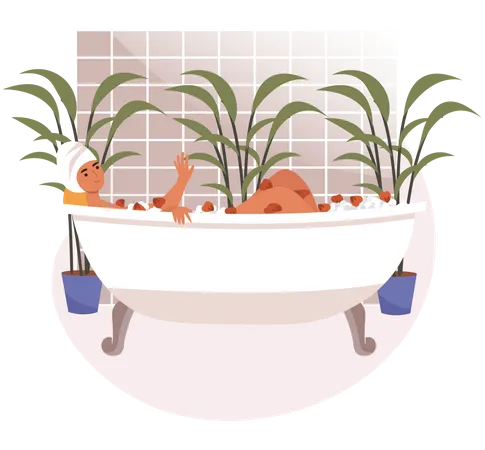 Mädchen beim Baden  Illustration