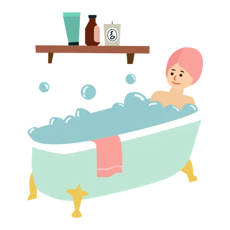 Mädchen beim Baden  Illustration