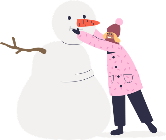 Mädchen macht Schneemann  Illustration