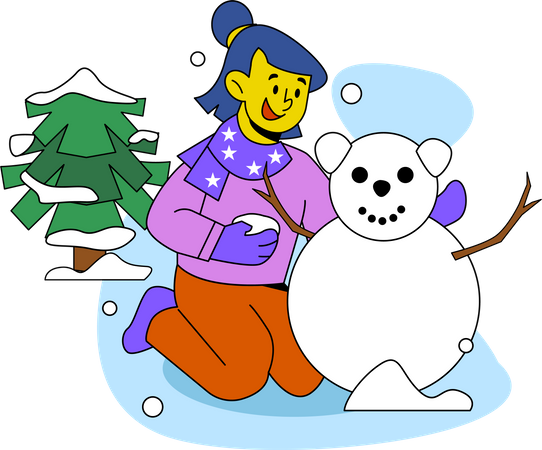 Mädchen macht Schneemann  Illustration