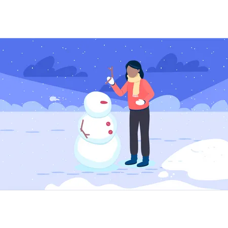 Mädchen macht Schneemann  Illustration