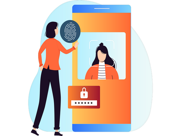 Mädchen bei biometrischer Identitätsprüfung  Illustration
