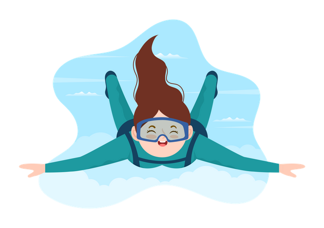 Mädchen beim Fallschirmspringen  Illustration