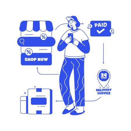 Mädchen beim Online-Shopping  Illustration