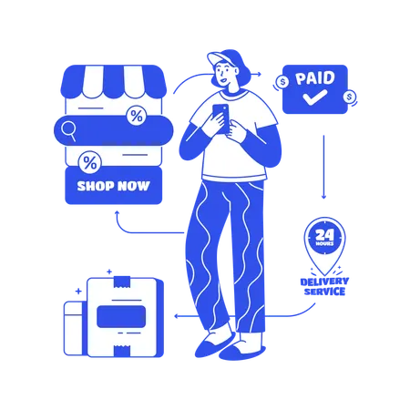 Mädchen beim Online-Shopping  Illustration