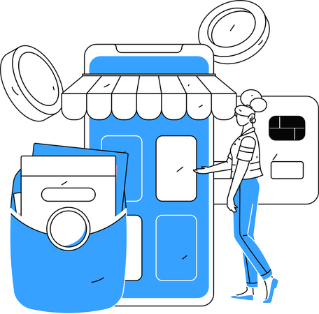 Mädchen beim Online-Shopping  Illustration