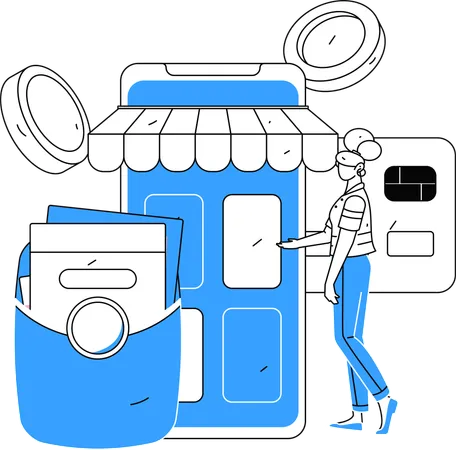 Mädchen beim Online-Shopping  Illustration