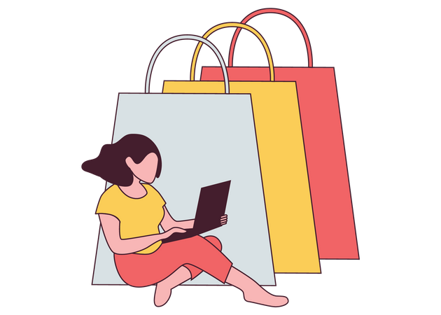 Mädchen beim Online-Shopping  Illustration