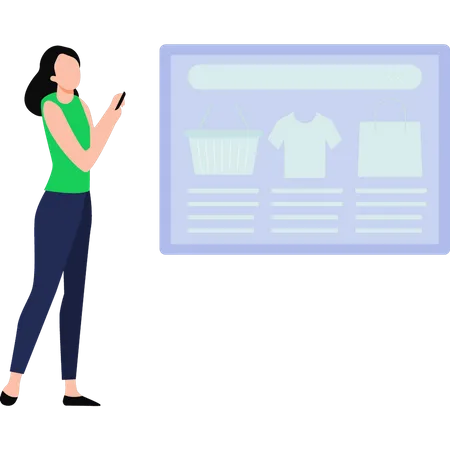 Mädchen beim Online-Shopping  Illustration