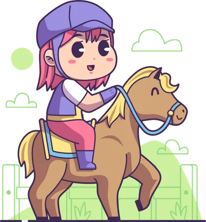 Mädchen beim Reiten  Illustration