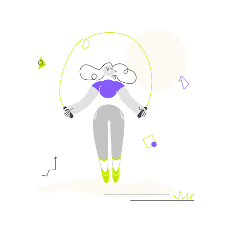 Mädchen beim Seilhüpfen  Illustration