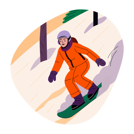 Mädchen beim Snowboarden  Illustration