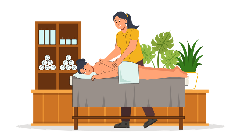 Mädchen bekommt Spa-Massage  Illustration