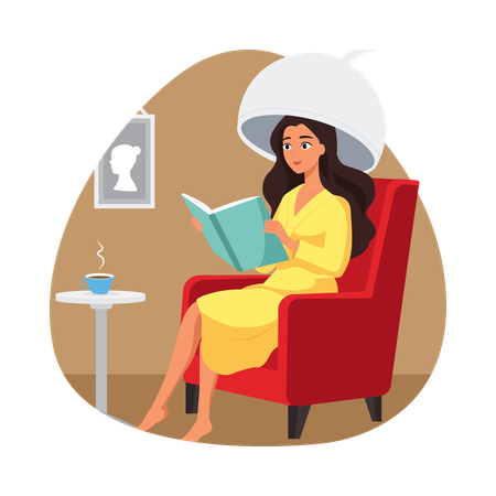 Mädchen bekommt Haar-Spa im Salon  Illustration