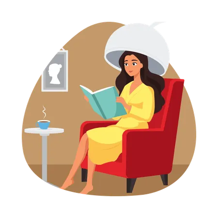 Mädchen bekommt Haar-Spa im Salon  Illustration