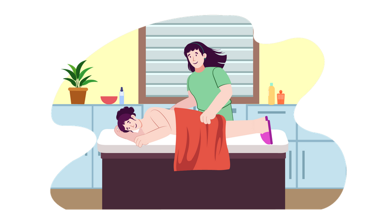 Mädchen bekommt Massage  Illustration