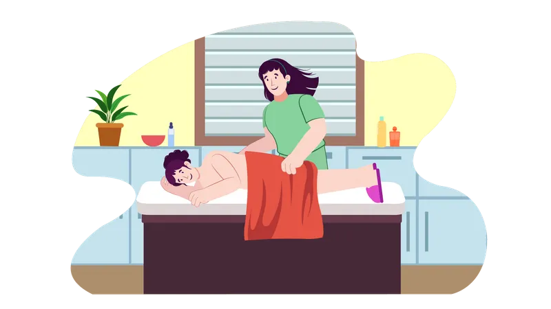 Mädchen bekommt Massage  Illustration