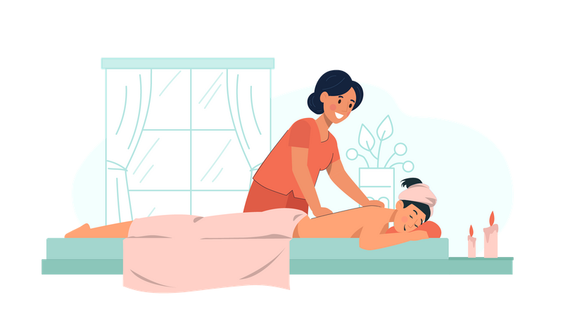 Mädchen bekommt Massage Illustration