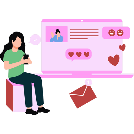 Mädchen bekommt romantische Post  Illustration