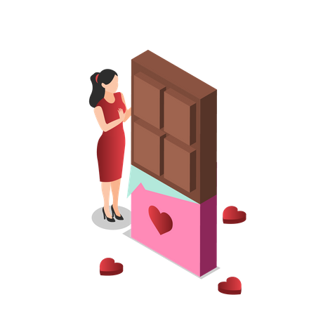 Mädchen bekommt Valentinsschokolade  Illustration