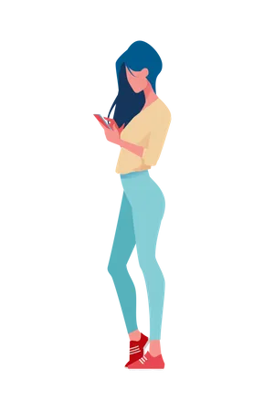 Mädchen mit ihrem Telefon  Illustration