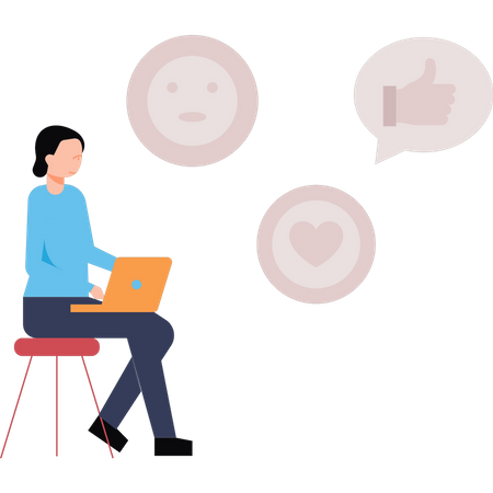 Mädchen benutzt ihren Laptop  Illustration