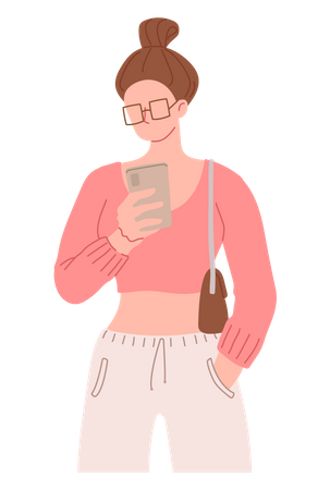 Mädchen mit Smartphone  Illustration