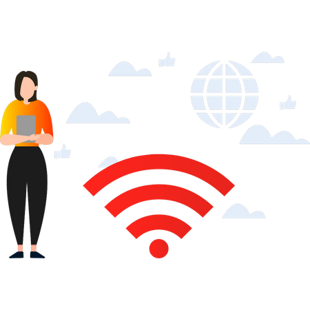 Mädchen nutzt WLAN  Illustration