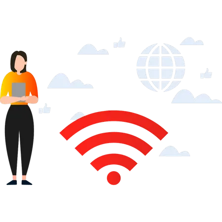 Mädchen nutzt WLAN  Illustration