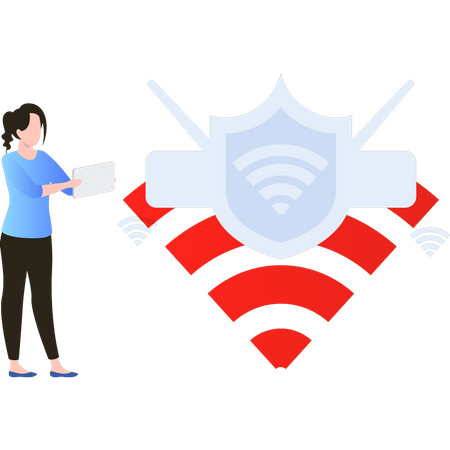 Mädchen nutzt WLAN  Illustration