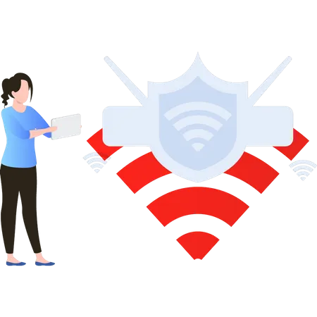 Mädchen nutzt WLAN  Illustration