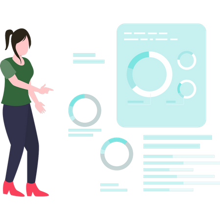 Mädchen betrachtet Analysediagramm  Illustration