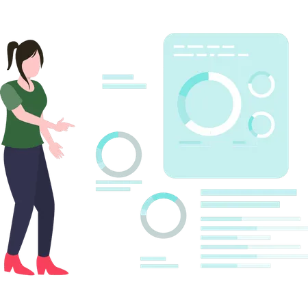 Mädchen betrachtet Analysediagramm  Illustration