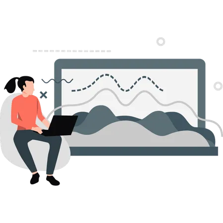 Mädchen, das ein Diagramm zur Unternehmensführung betrachtet  Illustration