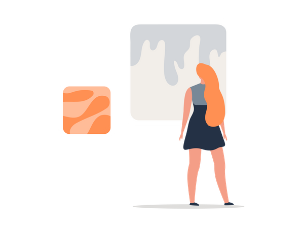 Mädchen betrachtet Gemälde  Illustration