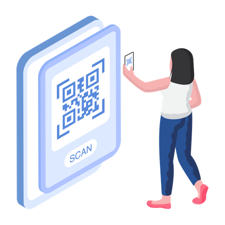 Mädchen bezahlt durch Scanner  Illustration