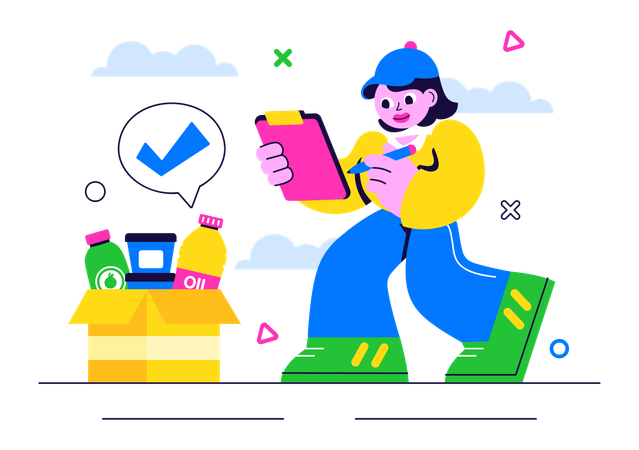 Mädchen bietet Abonnementbox-Dienste an Illustration