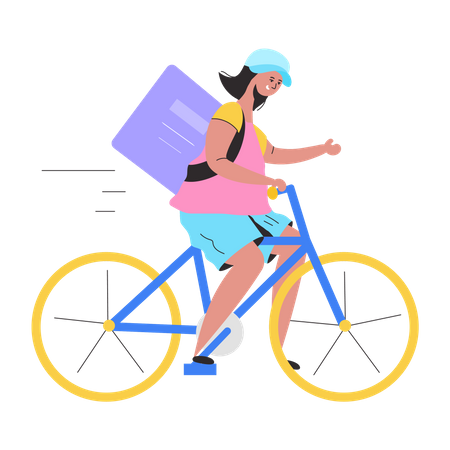 Mädchen bieten Fahrradlieferung an  Illustration