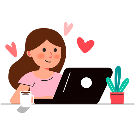 Mädchen chattet auf Online-Dating-App  Illustration