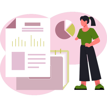 Datenanalystin überwacht Cloud-Daten  Illustration