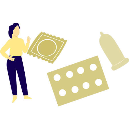 Mädchen diskutieren über HIV-Pillen  Illustration