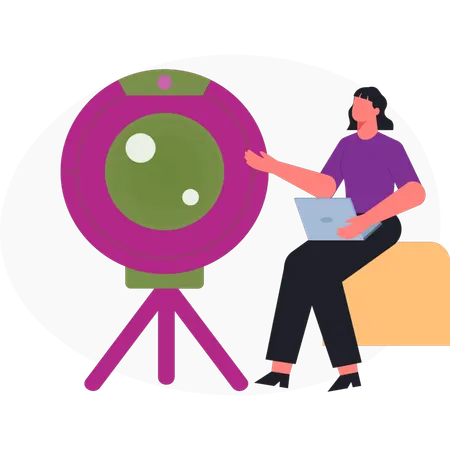 Mädchen diskutieren über Kamera  Illustration