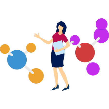 Mädchen diskutieren über Atomstruktur  Illustration