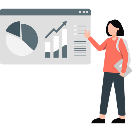 Mädchen diskutieren über Diagrammbericht  Illustration