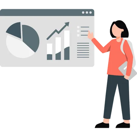 Mädchen diskutieren über Diagrammbericht  Illustration