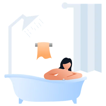 Mädchen unter der Dusche  Illustration