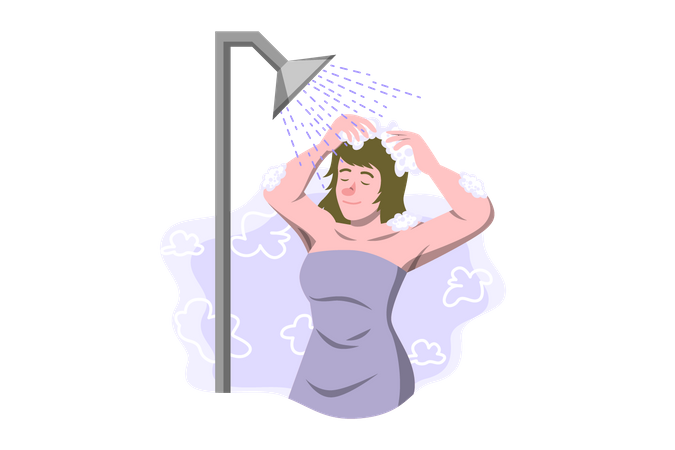 Mädchen unter der Dusche  Illustration